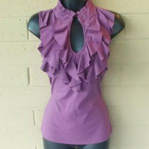 EUC!! Studio Y - Ruffled Royal Plum Blouse - Sz S
